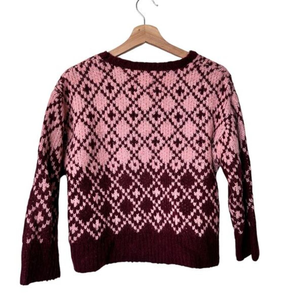 Anthropologie Maeve Sigfried Sweater XSP Pink‎ Wool Marsala Crewneck - Picture 3 of 8